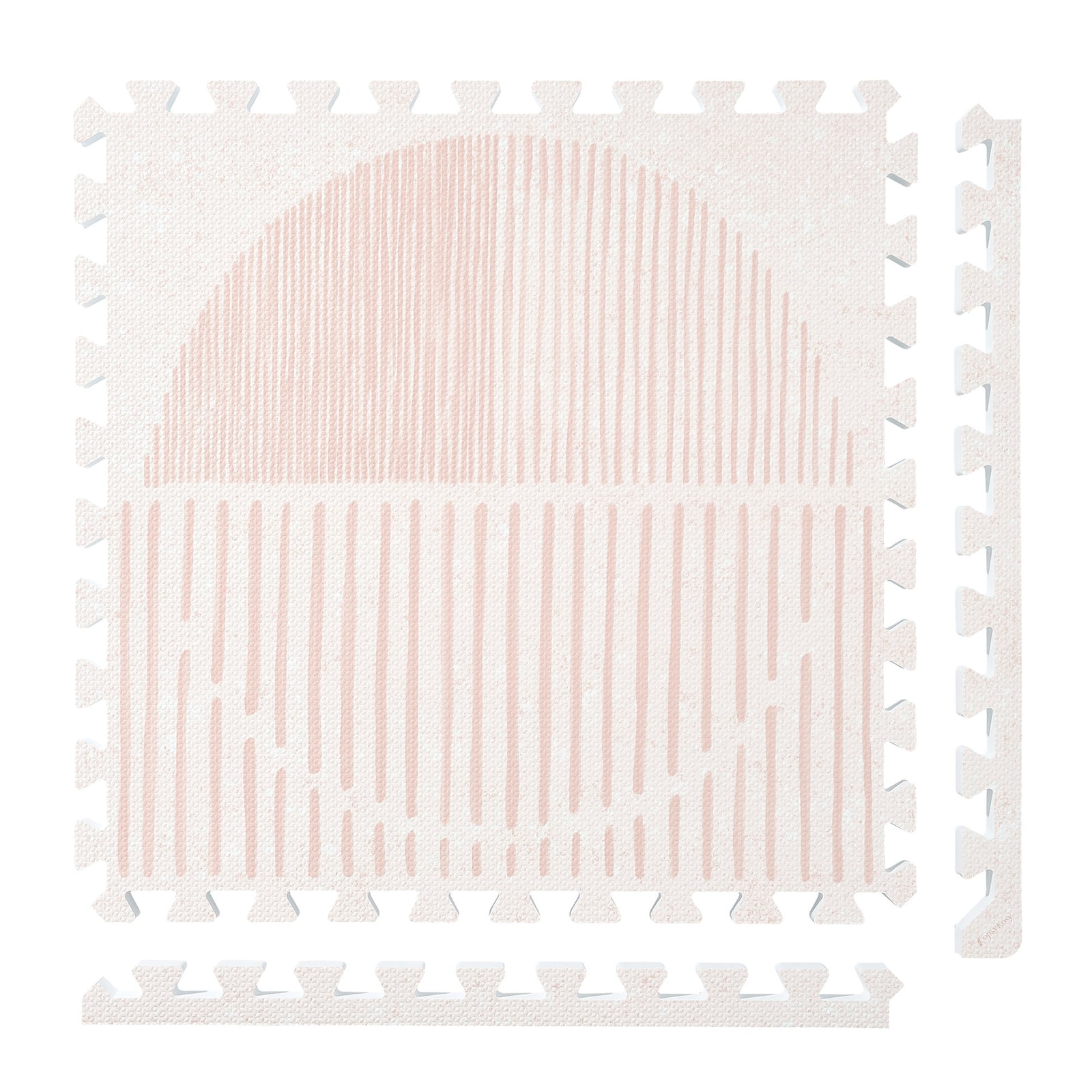 PopsyKosy Boho Cream Pink non-toxic EVA play mat - cream and blush pink boho woven-texture interlocking tiles top view