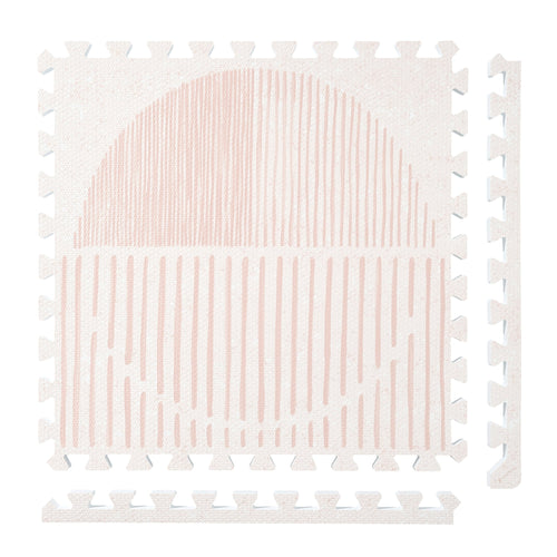 PopsyKosy Boho Cream Pink pure EVA baby play mat with cream and blush woven-look interlocking tiles