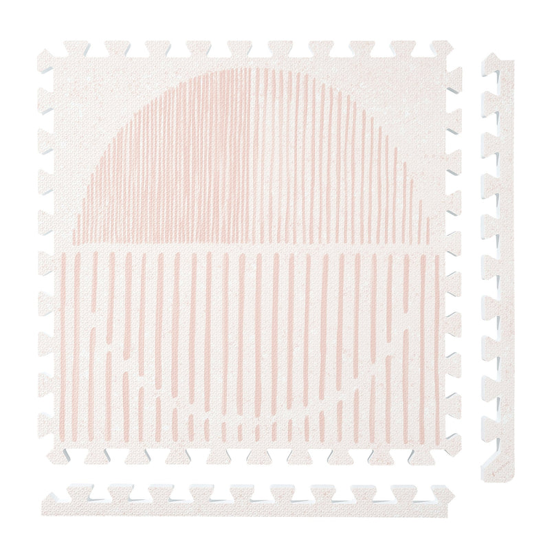 PopsyKosy Boho Cream Pink pure EVA baby play mat with cream and blush woven-look interlocking tiles