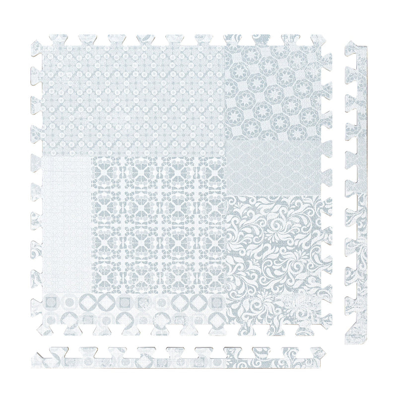 PopsyKosy Totem Gray pure EVA baby play mat with gray geometric interlocking tiles