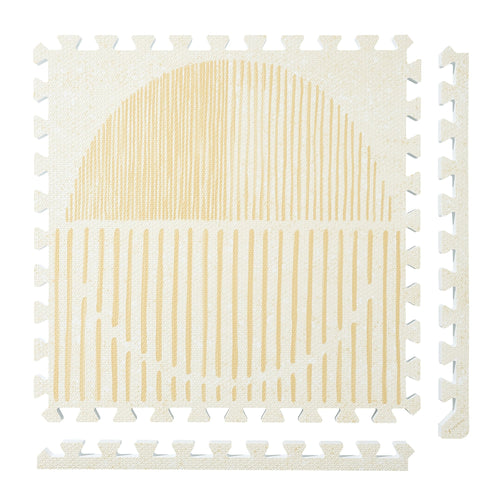 PopsyKosy Boho Ecru Linen pure EVA baby play mat with neutral woven-look interlocking tiles