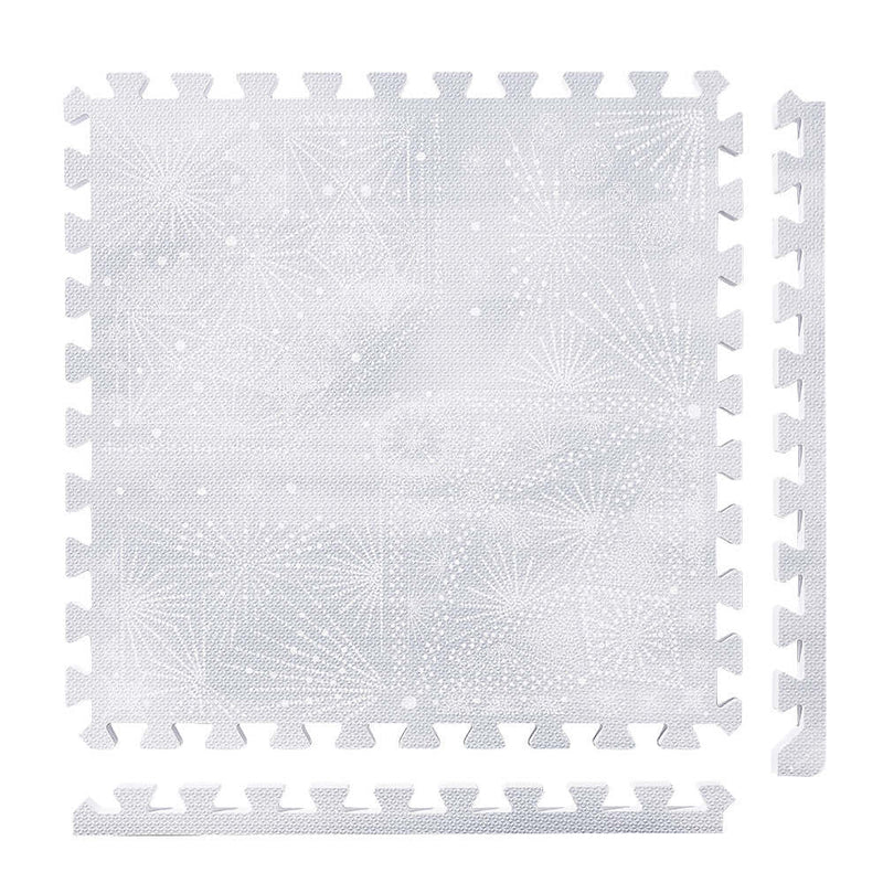 PopsyKosy Firework Lavender Grey non-toxic EVA play mat - lavender grey firework pattern interlocking tiles top view