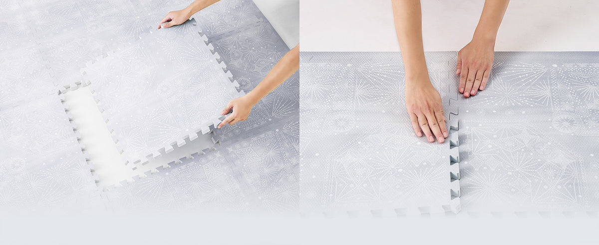 Firework - Lavender Grey interlocking play mat assembly detail