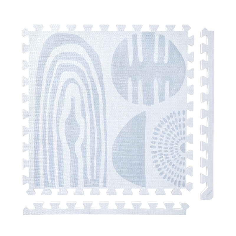 Boulder - Glacier Grey play mat tiles and border pieces on white
