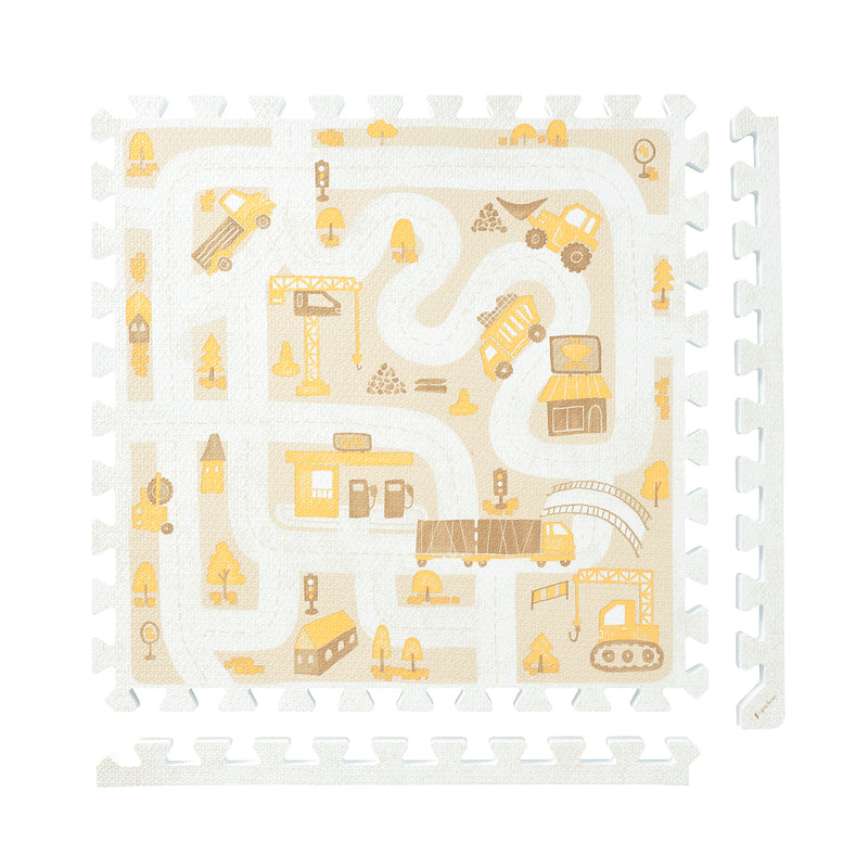 Little Builders - Warm Beige play mat tiles and border pieces on white