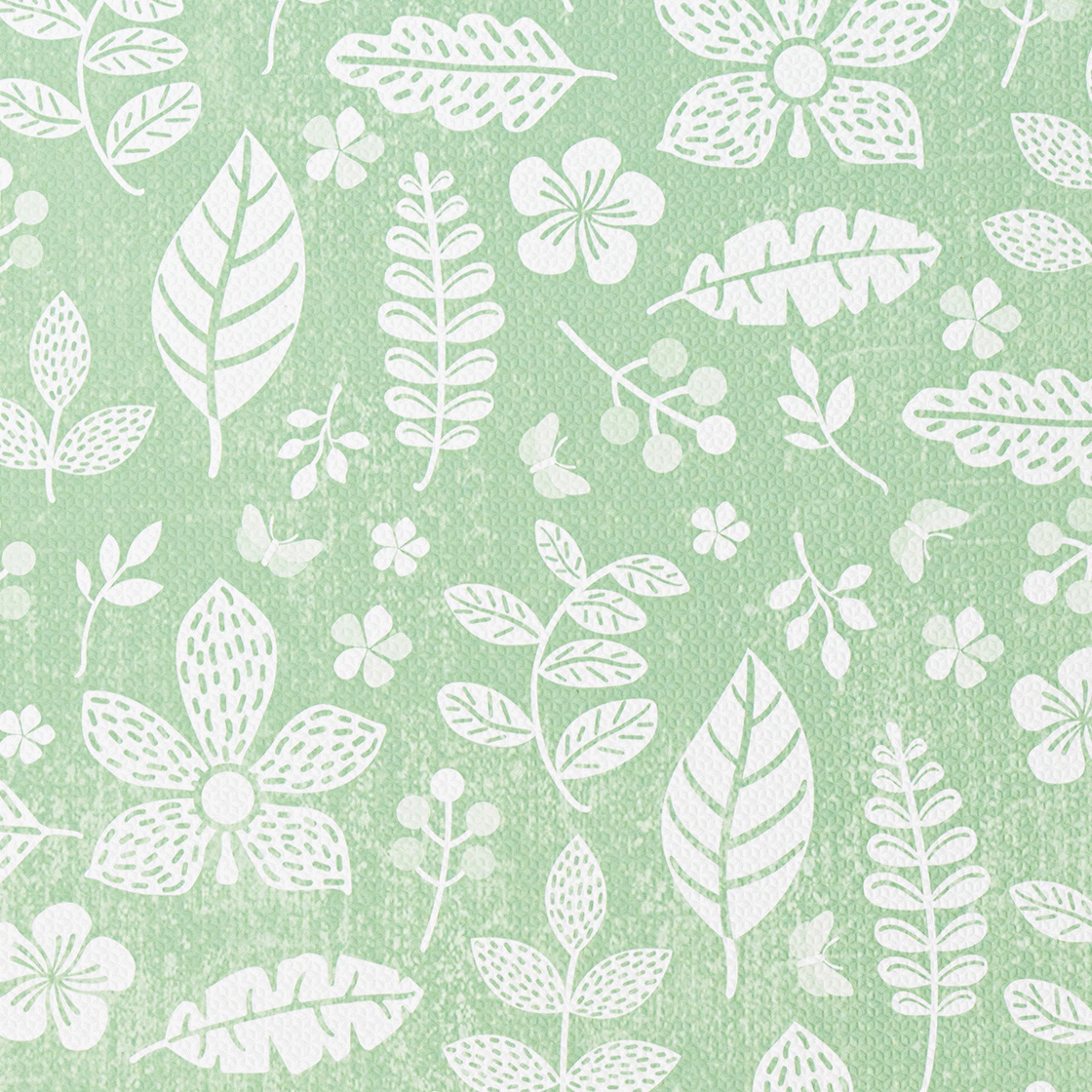 Tranquil Flower - Olive Green play mat surface pattern detail