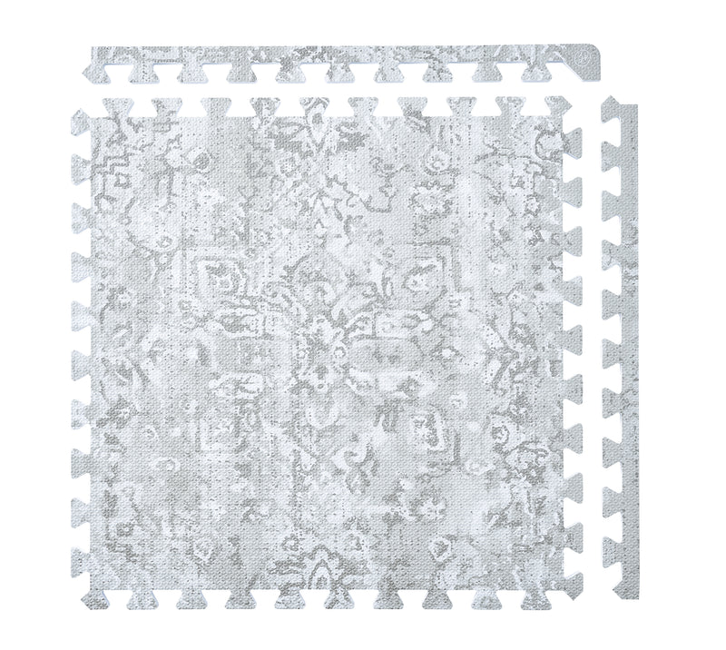 PopsyKosy Vintage Floral Muted Gray 0.5-inch EVA play mat tiles with borders