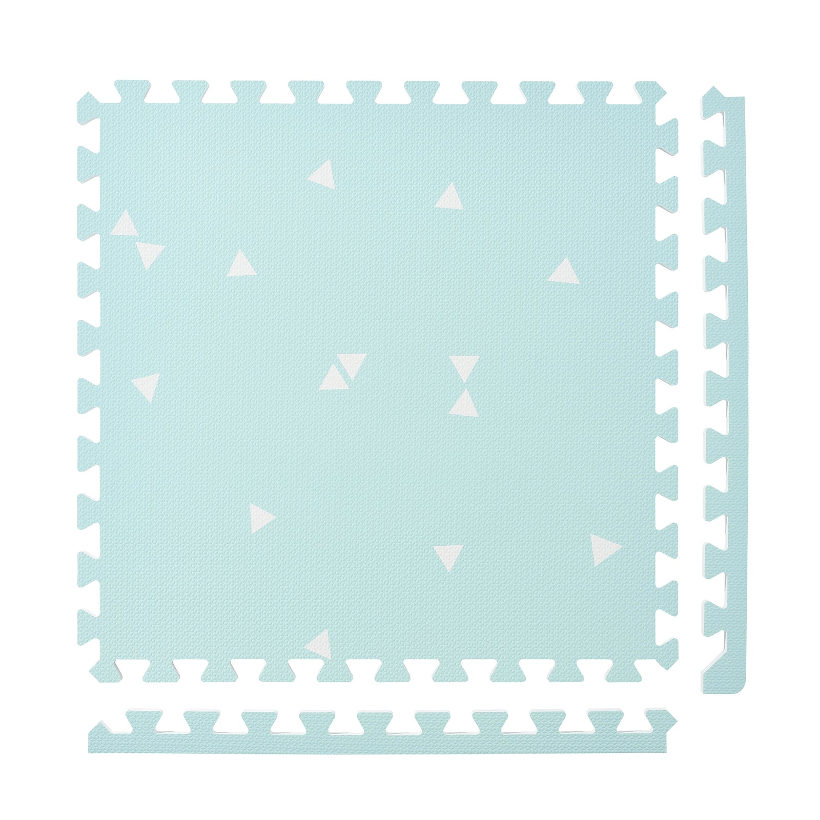PopsyKosy Totem Triangles Blue non-toxic EVA play mat - soft blue triangle pattern interlocking tiles top view