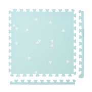 PopsyKosy Totem Triangles Blue non-toxic EVA play mat - soft blue triangle pattern interlocking tiles top view