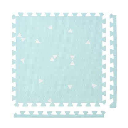 PopsyKosy Totem Triangles Blue non-toxic EVA play mat - soft blue triangle pattern interlocking tiles top view
