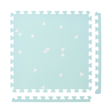 PopsyKosy Totem Triangles Blue non-toxic EVA play mat - soft blue triangle pattern interlocking tiles top view