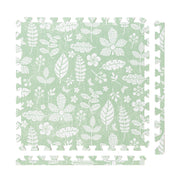 PopsyKosy Tranquil Flower Olive Green non-toxic EVA play mat - olive green floral pattern interlocking tiles top view
