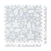 PopsyKosy Tranquil Flower Gray non-toxic EVA play mat - gray floral pattern interlocking tiles top view