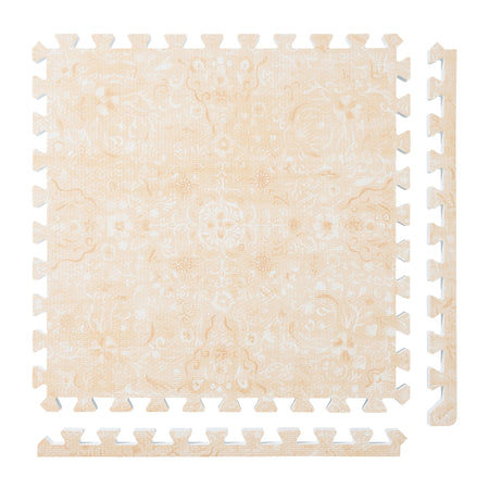 PopsyKosy Persian Garden Light Apricot non-toxic EVA play mat - light apricot Persian garden pattern interlocking tiles top view