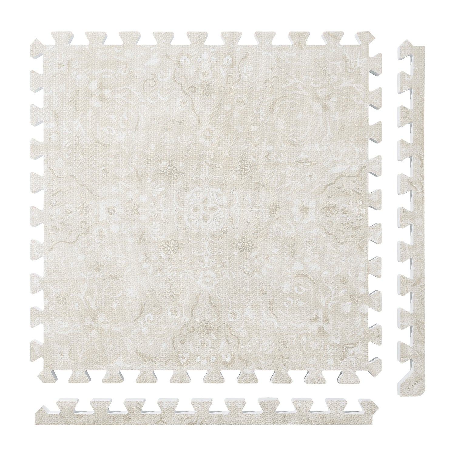 PopsyKosy Persian Garden Pearl Beige non-toxic EVA play mat - pearl beige Persian garden pattern interlocking tiles top view