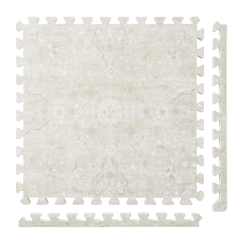 PopsyKosy Persian Garden Pearl Beige pure EVA play mat with vintage medallion interlocking tiles