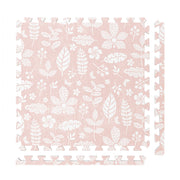 PopsyKosy Tranquil Flower Baby Coral non-toxic EVA play mat - coral pink floral pattern interlocking tiles top view