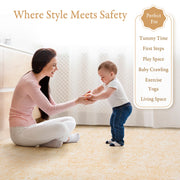 Baby playing on PopsyKosy Persian Garden Light Apricot EVA foam mat in modern living room