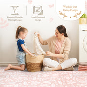 Close-up of floral pattern texture on PopsyKosy Tranquil Flower Baby Coral anti-slip play mat surface