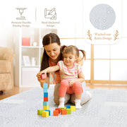 Close-up of totem pattern texture on PopsyKosy Gray anti-slip play mat surface