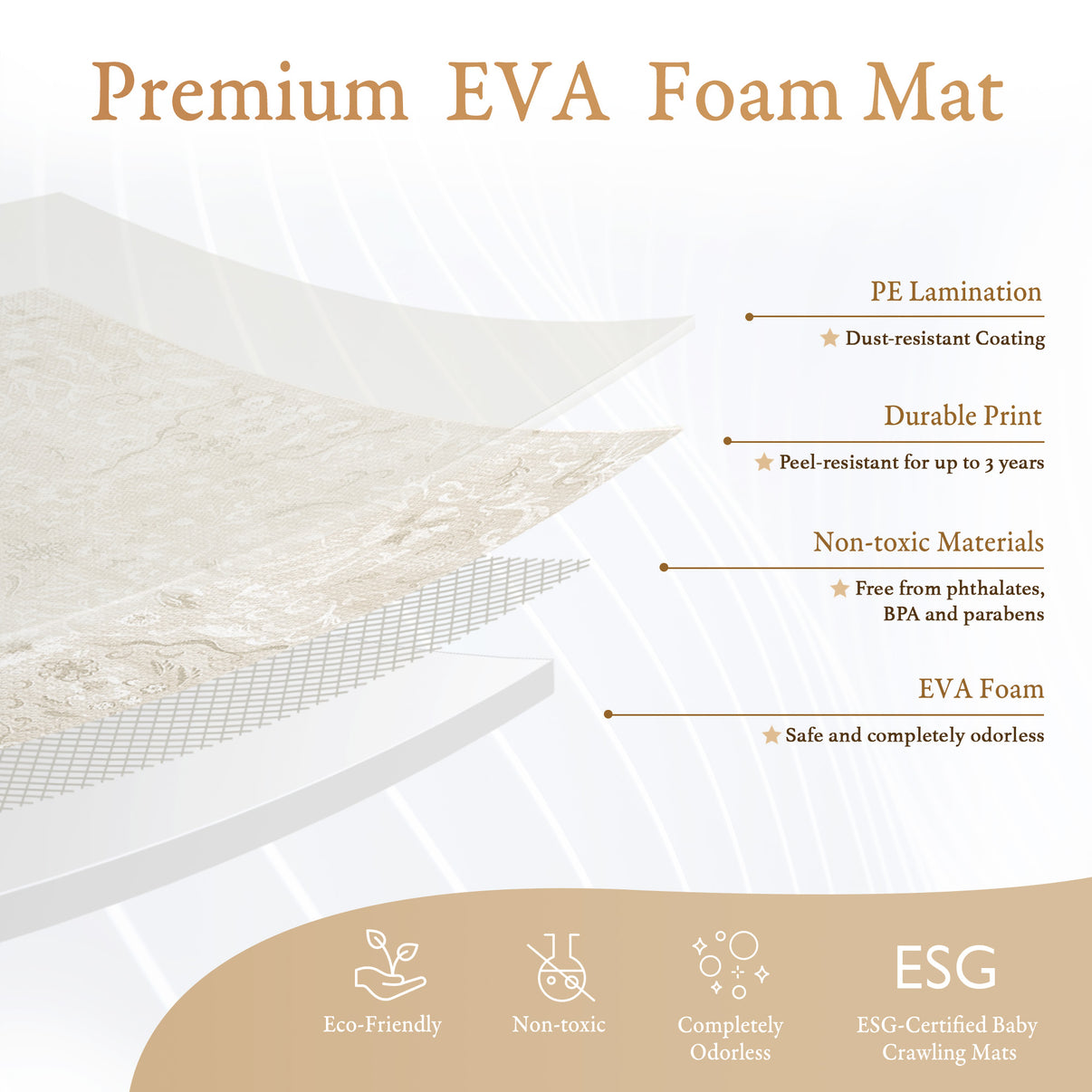 PopsyKosy Persian Garden Pearl Beige play mat in nursery with warm beige neutral decor