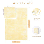 Toddler crawling on PopsyKosy Firework Champagne Yellow anti-viral anti-slip foam play mat