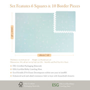 Toddler crawling on PopsyKosy Totem Triangles Blue anti-viral anti-slip foam play mat
