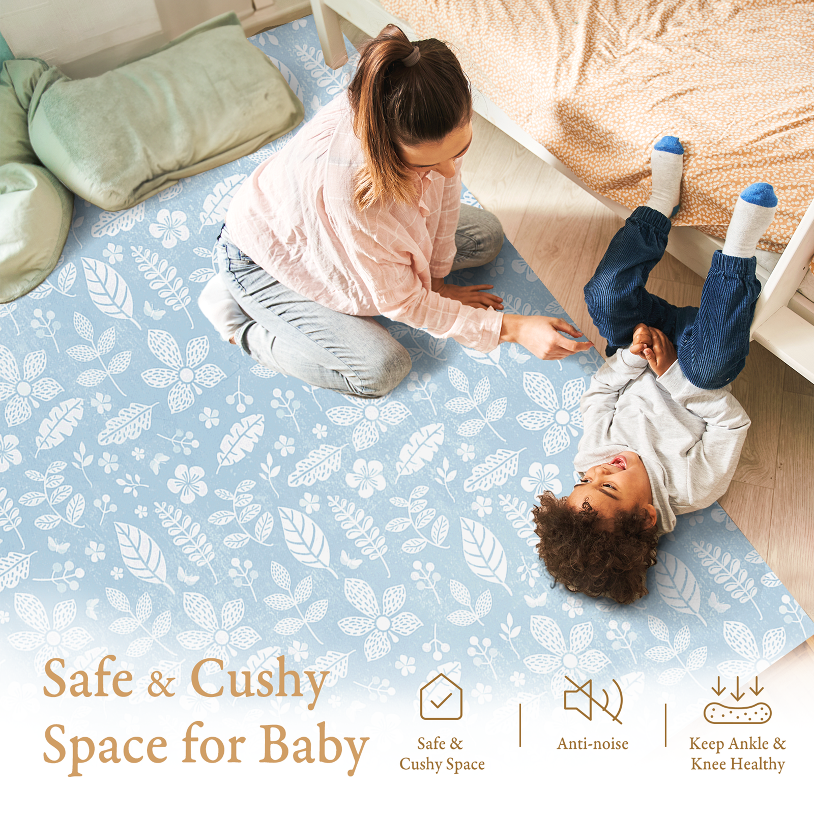 PopsyKosy Tranquil Flower Ocean Blue play mat dimensions and what is in the box