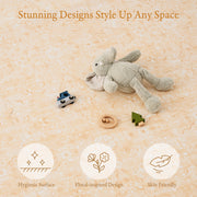 Toddler crawling on PopsyKosy Persian Garden Light Apricot anti-viral anti-slip foam play mat