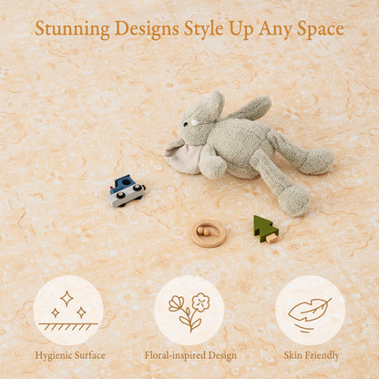 Toddler crawling on PopsyKosy Persian Garden Light Apricot anti-viral anti-slip foam play mat