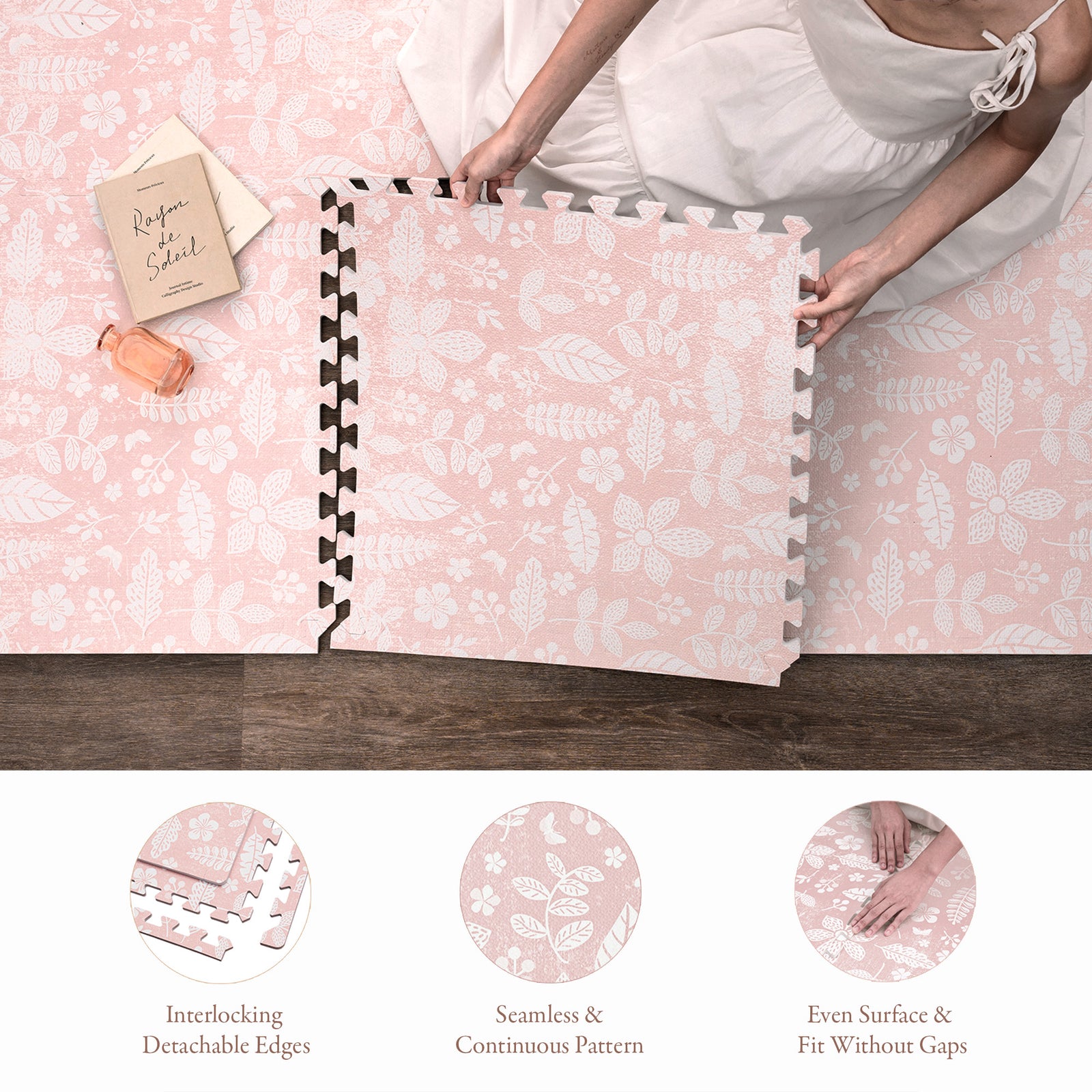 PopsyKosy Tranquil Flower Baby Coral complete set with puzzle-tooth edges and storage bag