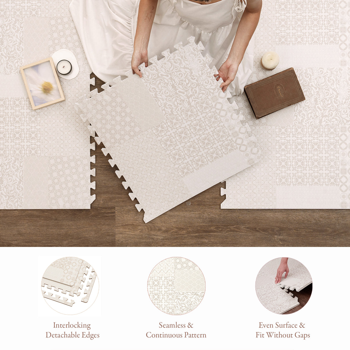 PopsyKosy Totem Beige complete set with puzzle-tooth edges and storage bag