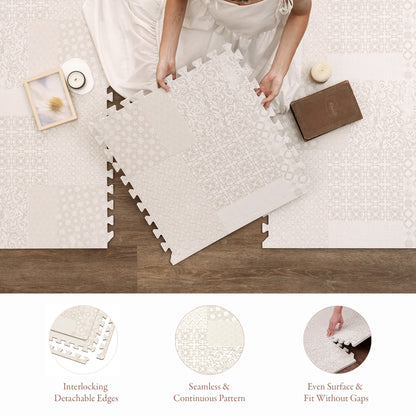 PopsyKosy Totem Beige complete set with puzzle-tooth edges and storage bag