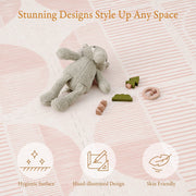 Toddler crawling on PopsyKosy Boho Cream Pink anti-viral anti-slip foam play mat