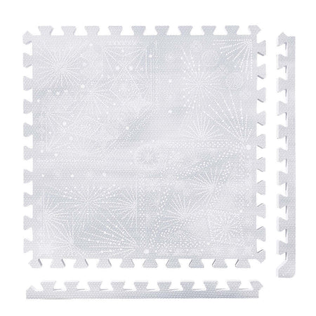 PopsyKosy Firework Lavender Grey non-toxic EVA play mat - lavender grey firework pattern interlocking tiles top view