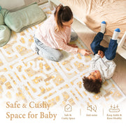 Toddler crawling on PopsyKosy Little Builders Warm Beige anti-viral anti-slip foam play mat
