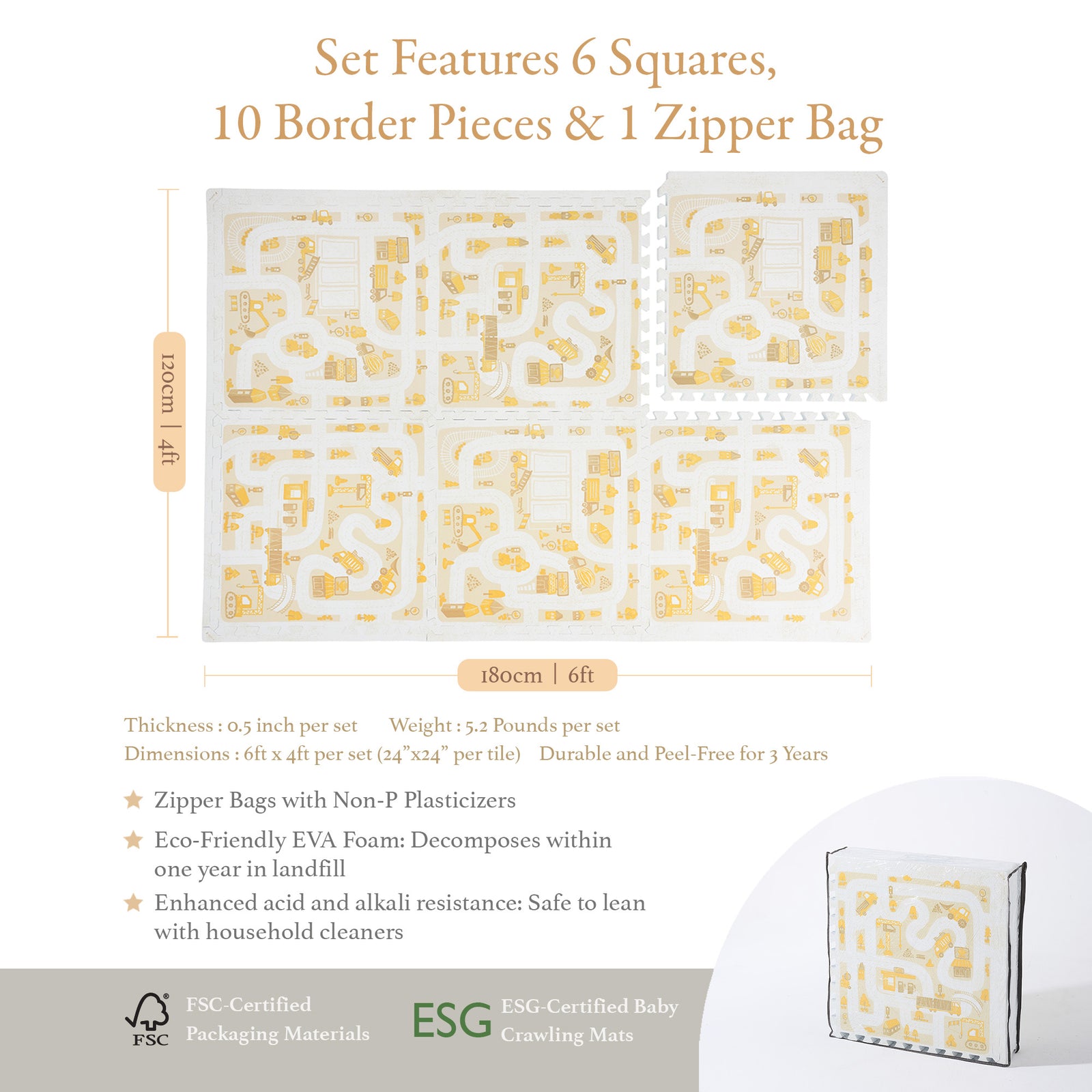 PopsyKosy puzzle-tooth interlocking edges and EVA foam thickness detail on Little Builders Warm Beige