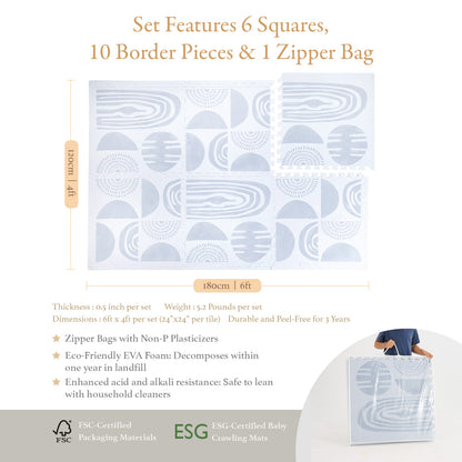 PopsyKosy puzzle-tooth interlocking edges and 1-inch EVA foam thickness detail Boulder Glacier Grey