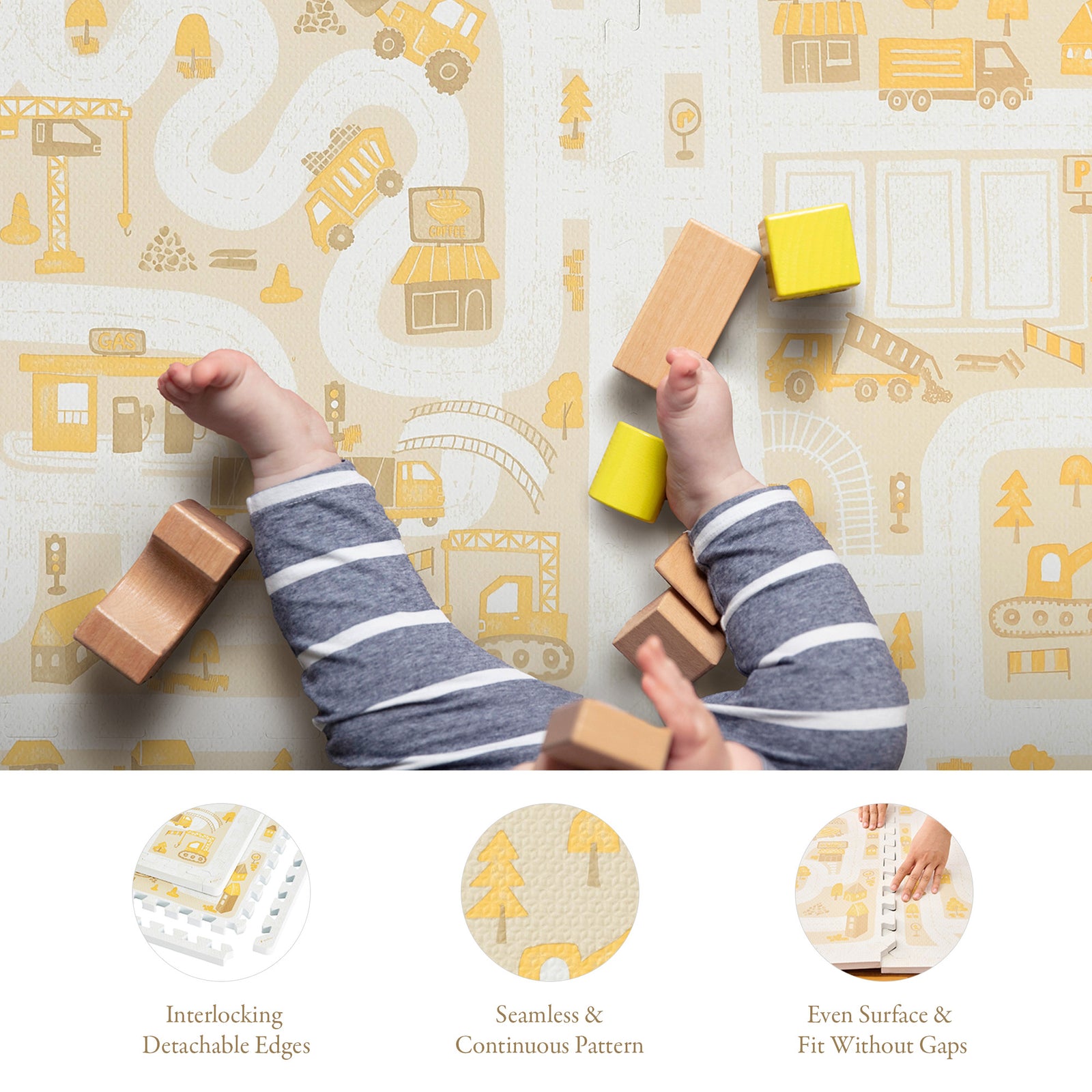 PopsyKosy Little Builders Warm Beige complete set with storage bag and border pieces