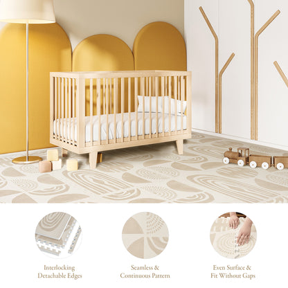 Toddler crawling on PopsyKosy Boulder Desert Sand anti-viral anti-slip foam play mat