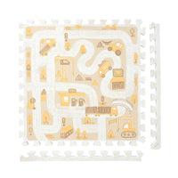 Stylish Extra Thick 1" Large Baby Foam Play Mats｜Little Builders - Warm Beige
