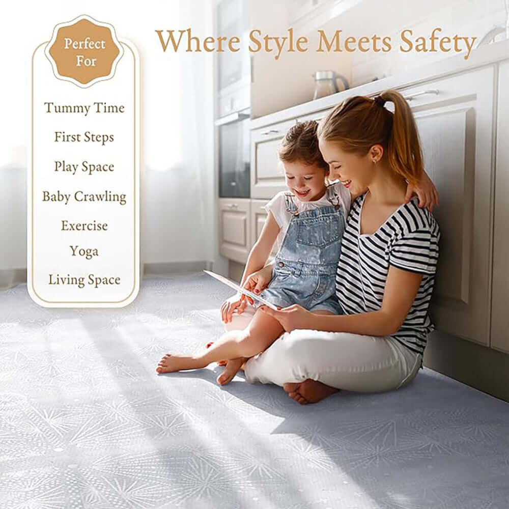 Close-up of firework burst texture on PopsyKosy Lavender Grey anti-slip play mat surface