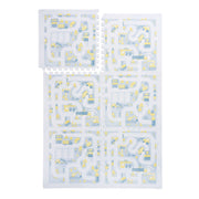 PopsyKosy Little Builders Pastel Blue Gray EVA foam play mat alternate angle showing town design detail