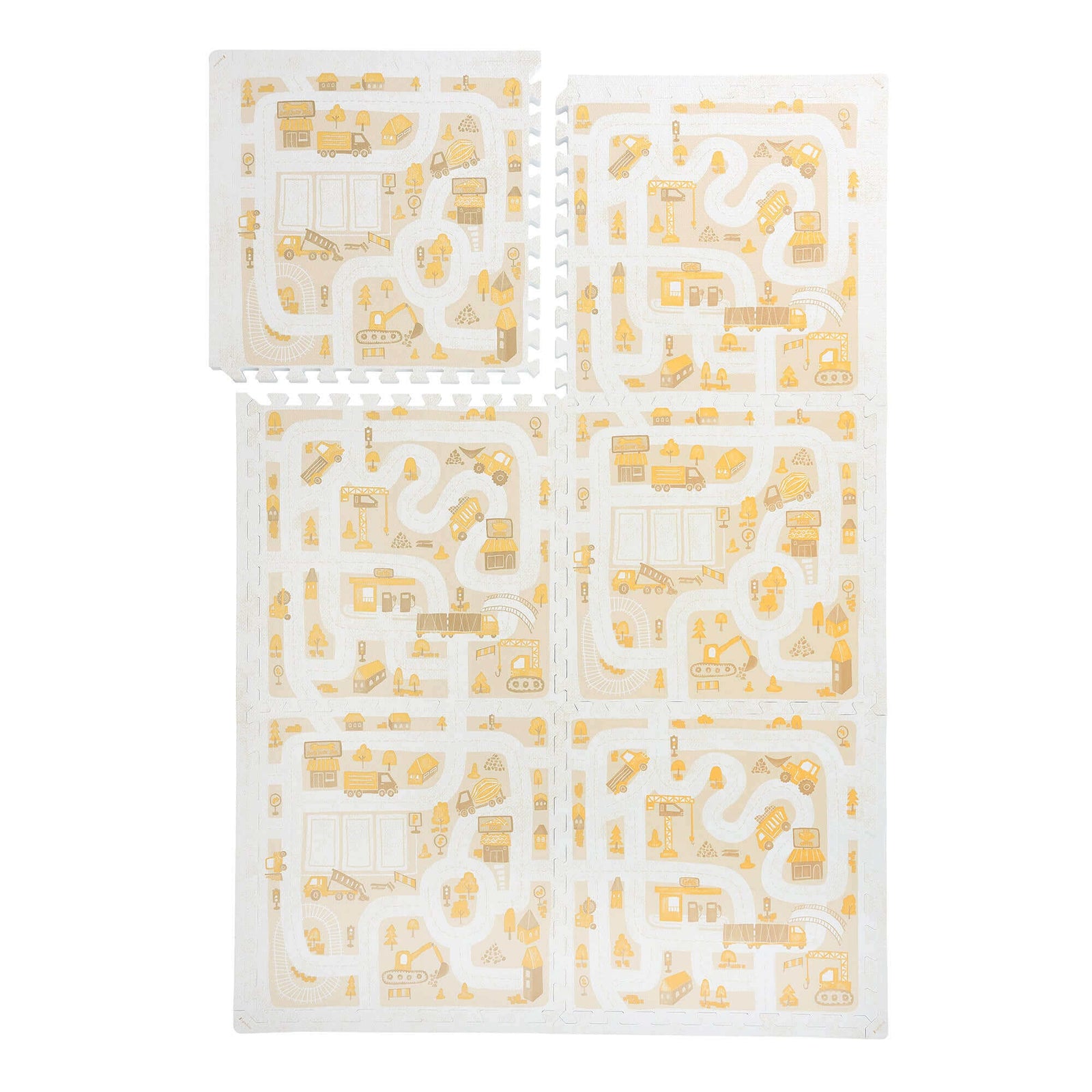 PopsyKosy Little Builders Warm Beige play mat alternate angle showing building block texture