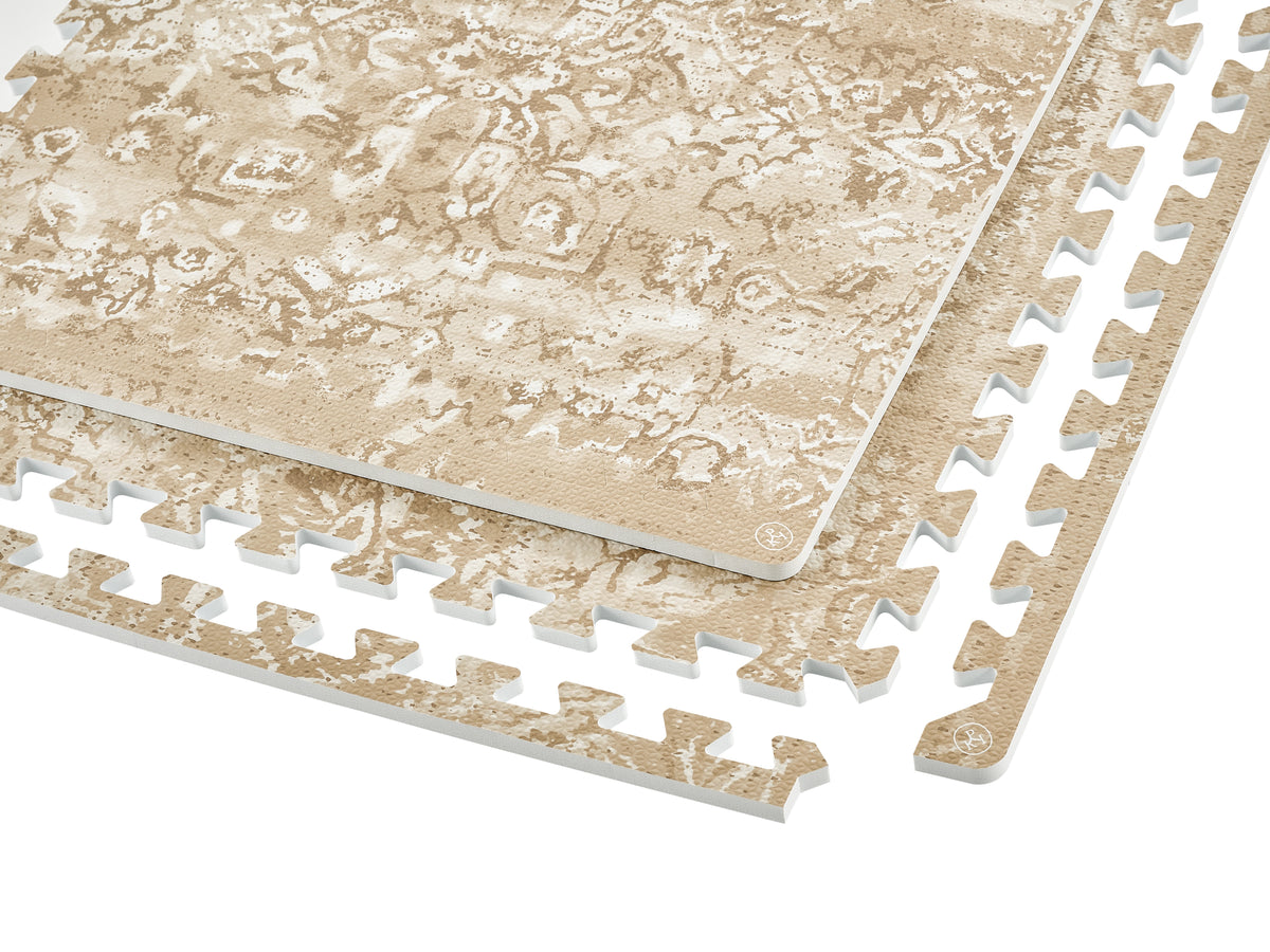 Vintage Floral Light Chestnut play mat edge and surface close-up