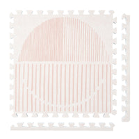 Boho - Cream Pink play mat tiles and border pieces on white