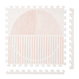Boho - Cream Pink play mat tiles and border pieces on white