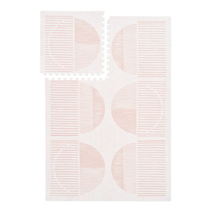 Boho - Cream Pink play mat full set on a white background