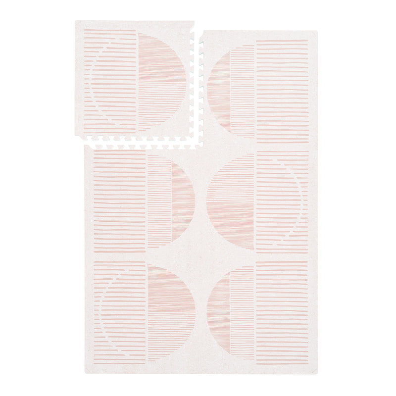 Boho - Cream Pink play mat full set on a white background