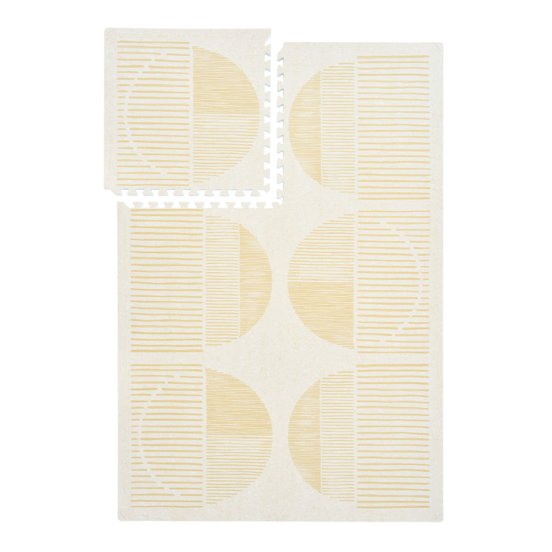 Boho - Ecru Linen play mat full set on a white background